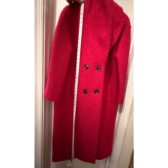 BCBGeneration Long Teddy Boucle Coat Women M Medium Hot Pink - Picture 4 of 8